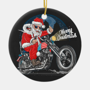 Décoration En Céramique Joyeux Noël Père Noël Biker