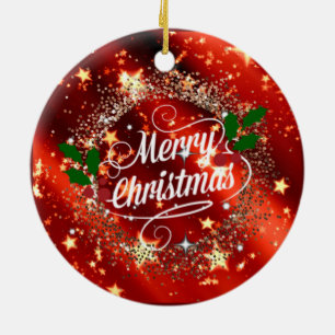Décoration En Céramique Joyeux Noël, pétillant et parties scintillant