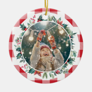 Décoration En Céramique Joyeux Noël Plaid Photo Mistletoe