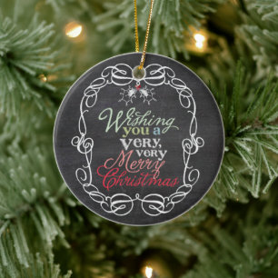 Décoration En Céramique Joyeux Noël Rustic Chalkboard Mistletos Photo