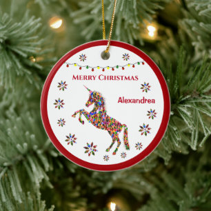 Décoration En Céramique Joyeux Noël Unicorne Parties scintillant Personnal