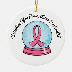 Décoration En Céramique Joyeux Noël Vacances Cancer du sein Ruban Snowg