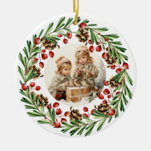 Joyeux Noël Vintage enfant avec oiseau