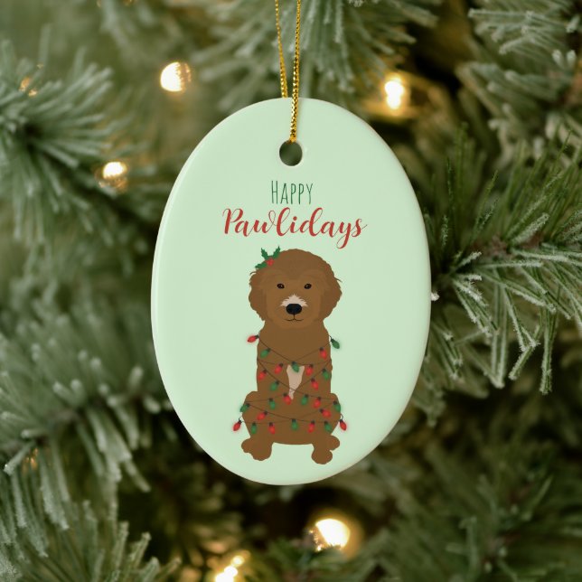 Décoration En Céramique Joyeux Pawlidays Goldendoodle lumières de Noël (Arbre)