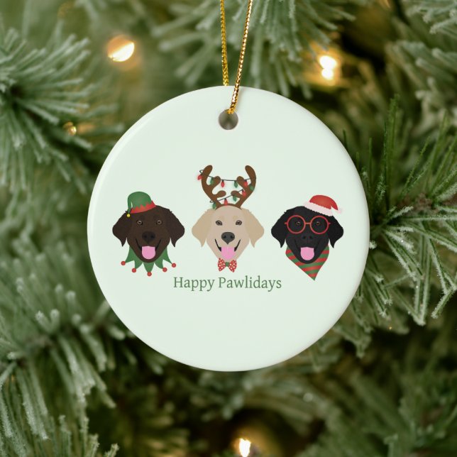 Décoration En Céramique Joyeux Pawlidays Labrador Retriever Dogs (Arbre)
