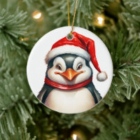 Joyeux pingouin de Noël à Santa Hat Scarf Cute