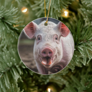 Décoration En Céramique Joyeux Poke de langue de porc blanc,