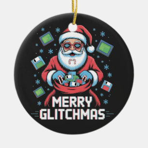Décoration En Céramique Joyeux programmeur de codage Glitchmas Père Noël N