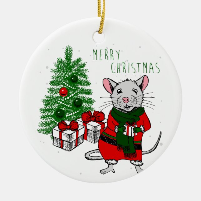 Décoration En Céramique joyeux rat de noël (Devant)