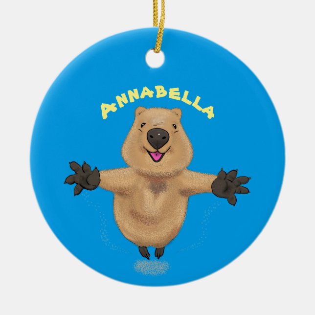 Décoration En Céramique Joyeux sauter quokka dessin animé (Devant)