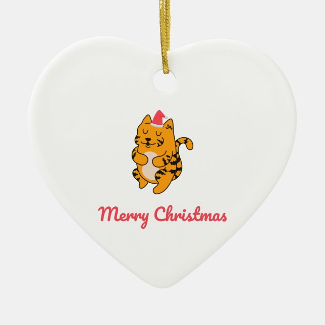 Décoration En Céramique Joyeux tigre de Noël (Devant)