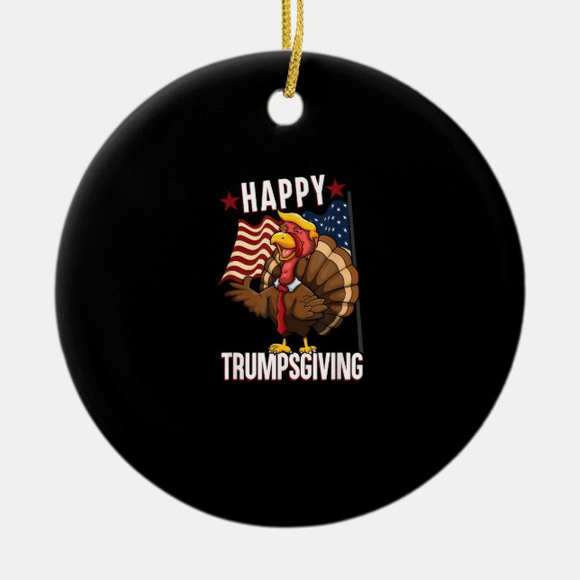 Décoration En Céramique Joyeux Trumpsgiving drôle Thanksgiving Turquie Tru (Devant)