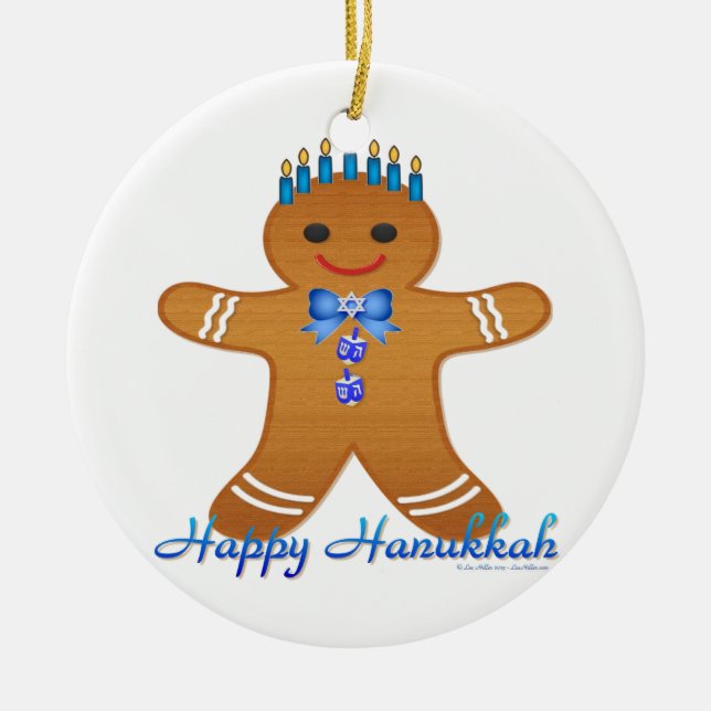 Décoration En Céramique Judaïque Hanoukka Gingerbread Homme Menorah (Devant)