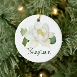 Décoration En Céramique JULY Birth Flower Water Lily Botanical Decor White