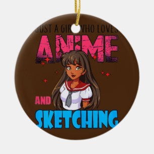 Décoration En Céramique Juste Une Fille Qui Aime Anime Et Sketching Kawaii