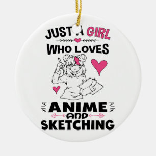 Décoration En Céramique Juste une fille qui aime l'Anime et l'Esquisse fil