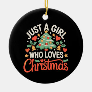 Décoration En Céramique Juste Une Fille Qui Aime Les Cœurs D'arbre De Noël