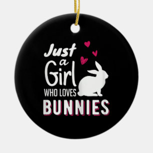 Décoration En Céramique Juste Une Fille Qui Aime Les Lapins Mignons Blanc