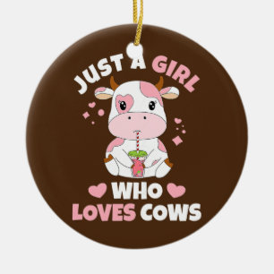 Décoration En Céramique Juste Une Fille Qui Aime Les Vaches Cute Fraise Va