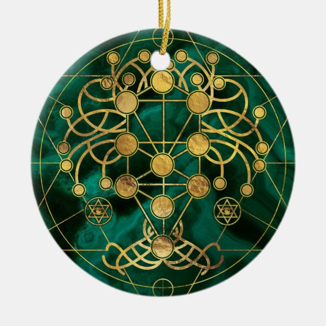 Décoration En Céramique Kabbalah L'arbre de vie - Malachite (Devant)