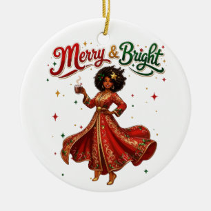 Décoration En Céramique Kaftan de Noël Femme Joyeux & Lumineux