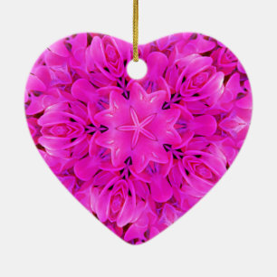 Décoration En Céramique Kaleidoscope Design Art Floral rose chaud