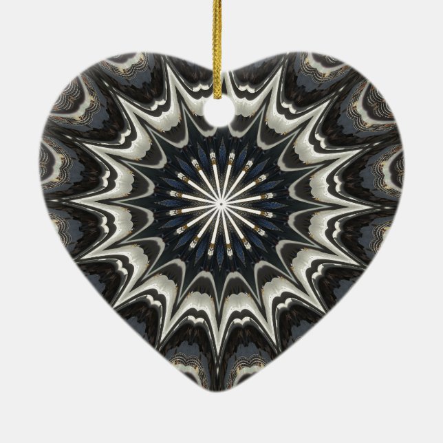Décoration En Céramique Kaleidoscope Design noir gris bleu blanc (Dos)