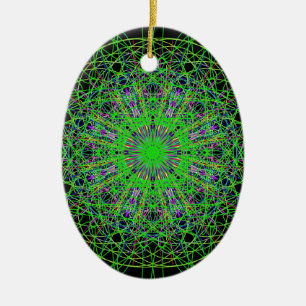Décoration En Céramique Kaleidoscope noir vert Mandala Art