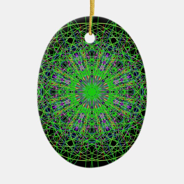 Décoration En Céramique Kaleidoscope noir vert Mandala Art (Devant)