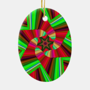 Décoration En Céramique Kaleidoscope Star Art Red Green