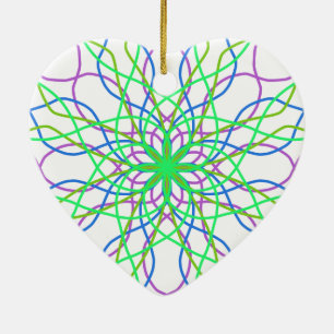 Décoration En Céramique Kaléidoscope Star, White Green Blue Purple