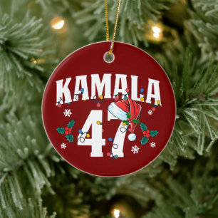 Décoration En Céramique Kamala Harris 47 Président Joyeux Noël Père Noël