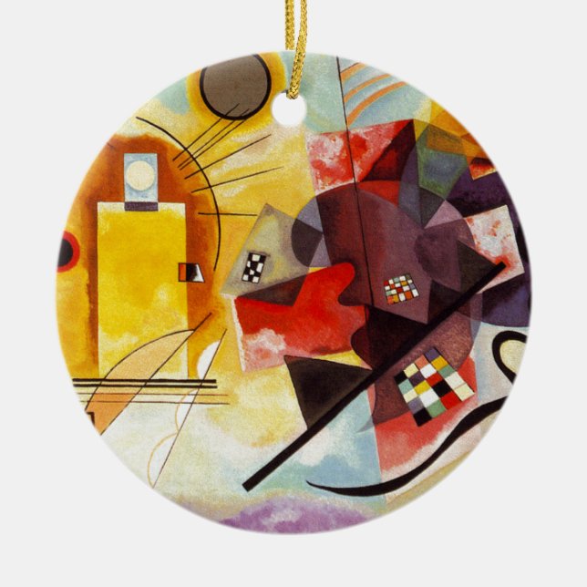 Décoration En Céramique Kandinsky Composition Rouge Jaune Bleu Abstrait Ar (Devant)