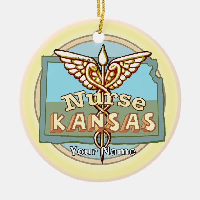 Décoration En Céramique Kansas Nurse Caduceus (Devant)