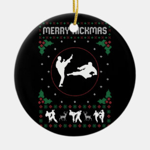 Décoration En Céramique Karate de Noël laid Jiu Jitsu Martial Art Joyeux