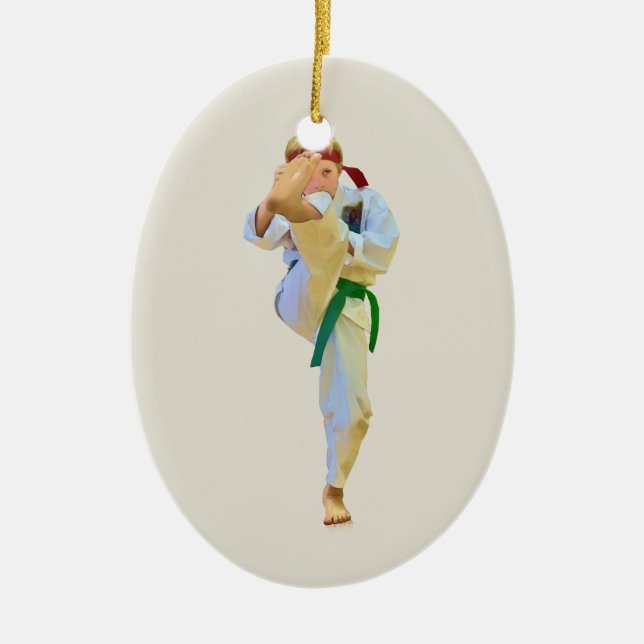 Décoration En Céramique Karaté donnant un coup de pied l'ornement (Devant)