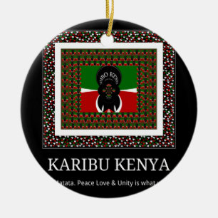 Décoration En Céramique Karibu Kenya : Les couleurs vives du drapeau natio