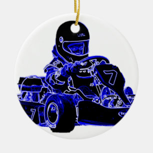 Décoration En Céramique Kart emballant le bleu et le blanc
