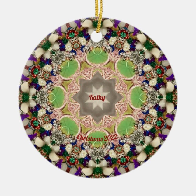 Décoration En Céramique KATHY ~ NOËL Purple Bleu Vert 2022 (Devant)