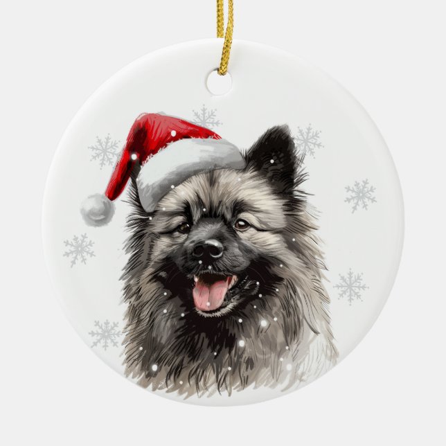 Décoration En Céramique Keeshond Dog Christmas Personalized (Devant)