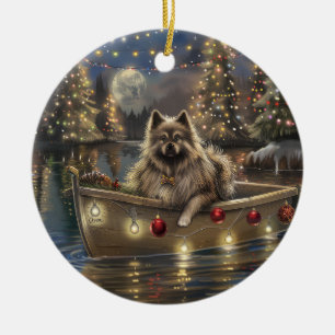 Décoration En Céramique Keeshond Noël Festive Voyage