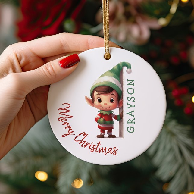 Décoration En Céramique Kids Personalized Elf Christmas Tree (Créateur téléchargé)