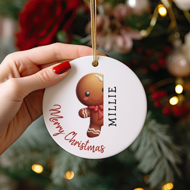 Décoration En Céramique Kids Personalized Gingerbread Man Christmas (Créateur téléchargé)