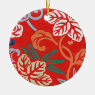 Décoration En Céramique Kimono japonais hawaïen rouge : Vintage floral
