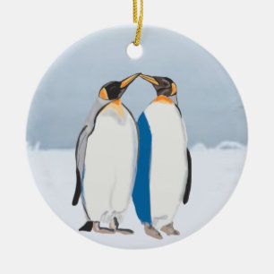 Décoration En Céramique King Penguin Pair embrasser