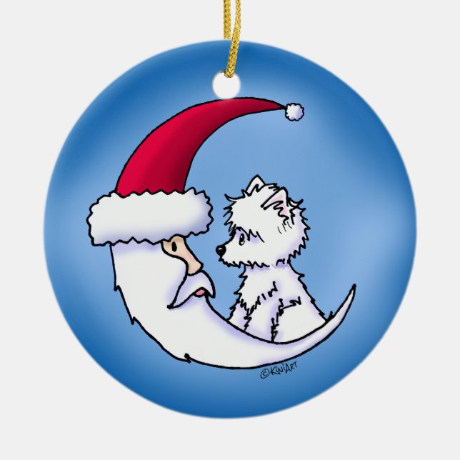 Décoration En Céramique KiniArt Westie Père Noël Moon (Devant)