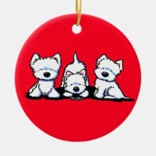 Décoration En Céramique KiniArt Westie Trio
