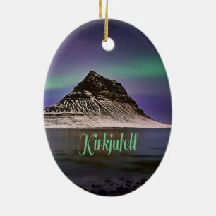 Décoration En Céramique Kirkjufell Mountain in Iceland Northern Lights