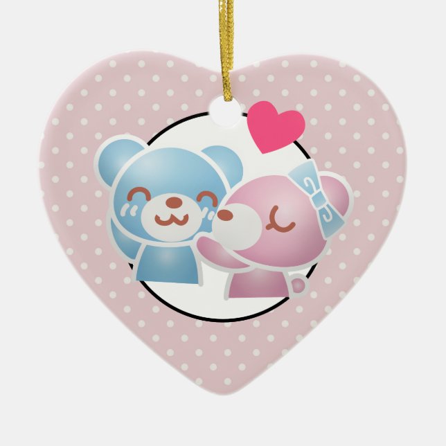 Décoration En Céramique Kissing Bears mignon et Kawaii (Devant)