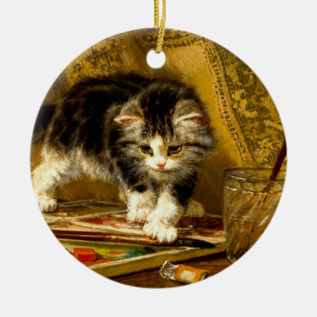 Décoration En Céramique Kitten avec peinture et brosses (Devant)